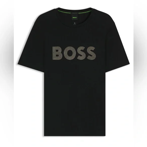 Hugo Boss Men's Black Gloss Logo T-shirt in Pima Cotton - Picture 3 of 7